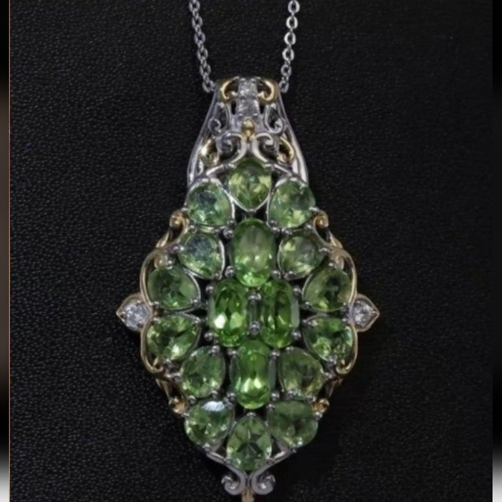 Peridot White Zircon Marquise Necklace Gold Platinum